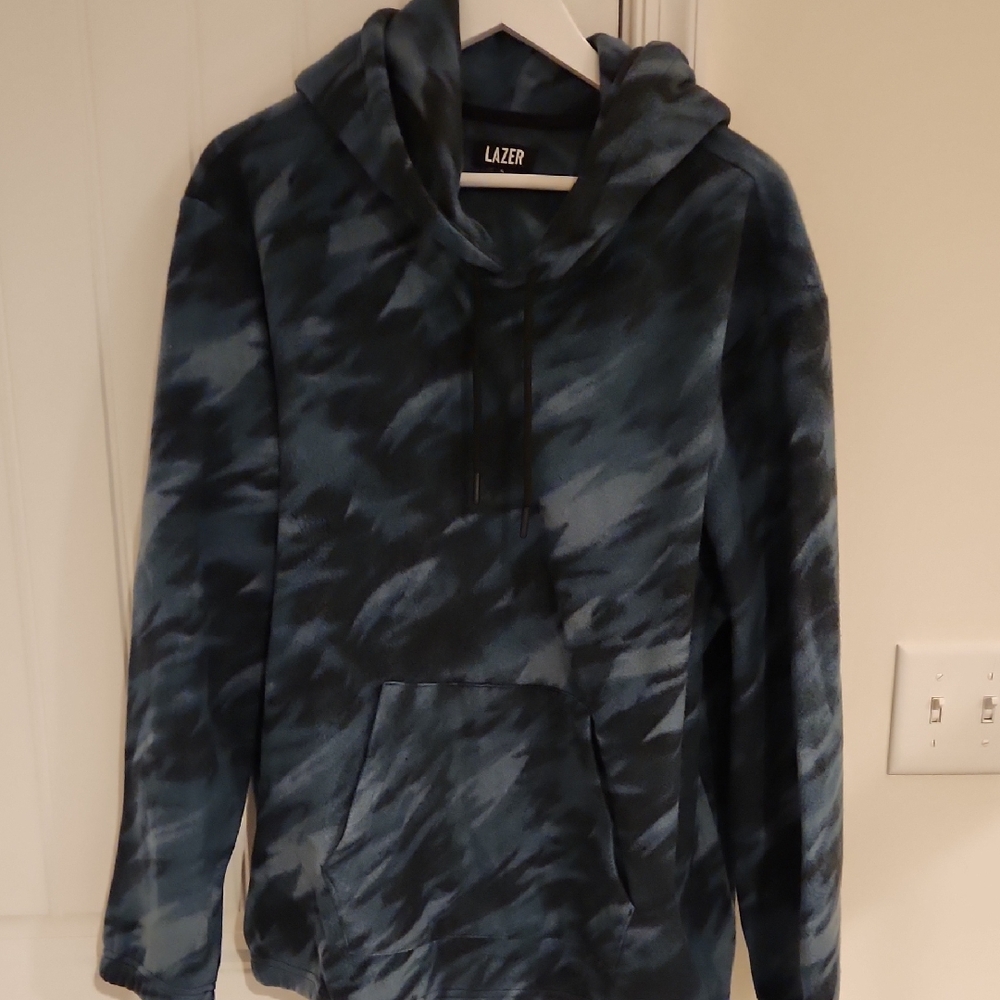 Lazer Blue and Black Patterned Hoodie